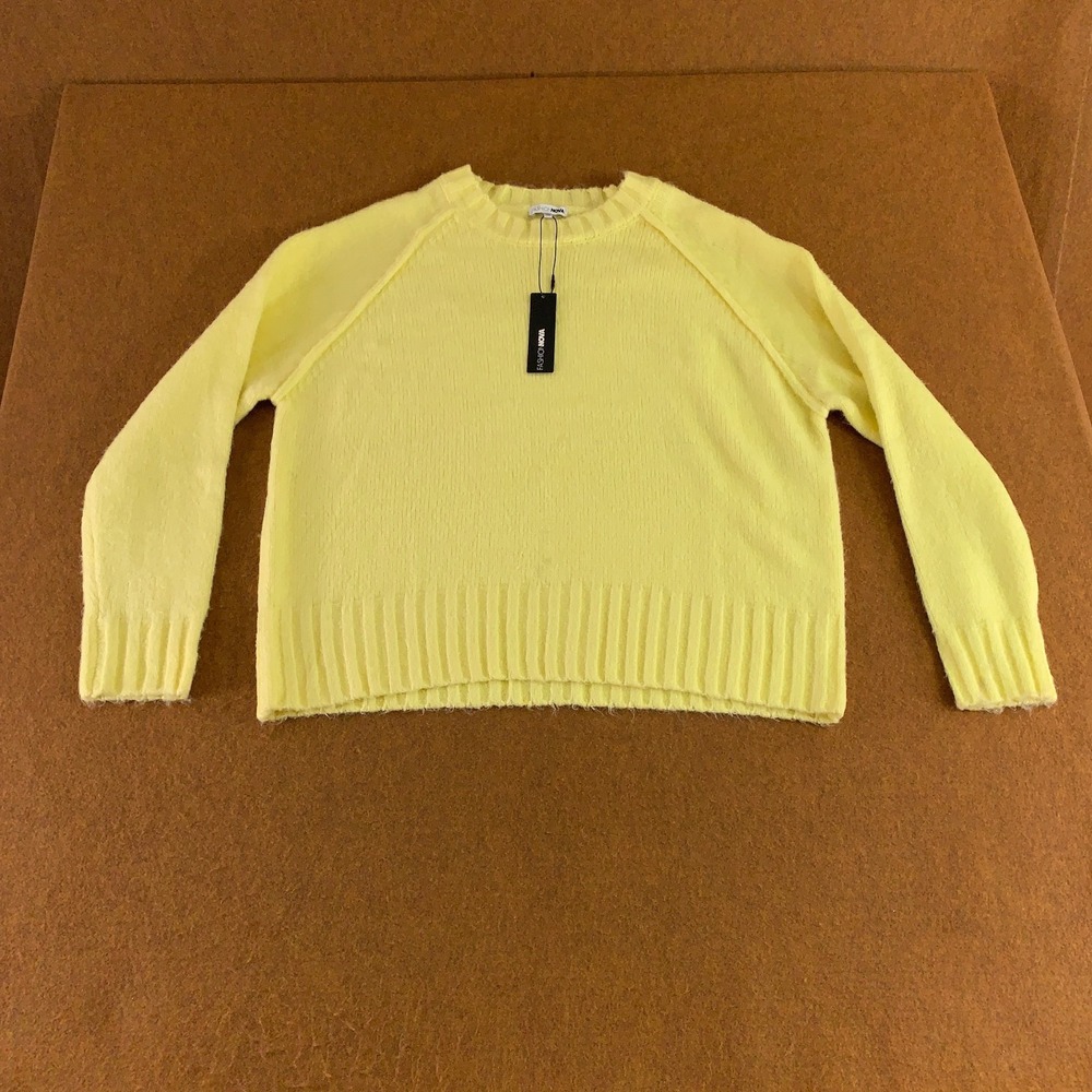 Fashion Nova Womens 1X Butter Yellow It's Cold Outside Oversized Sweater NWT‎